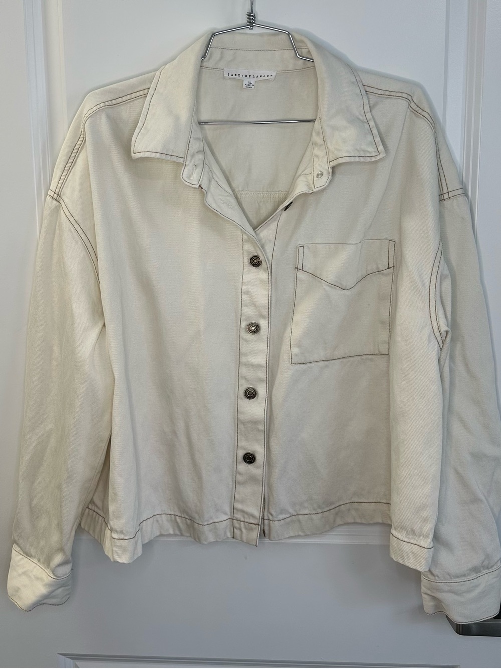 Jane and Delancey Off-White Button-Up Denim Jacket